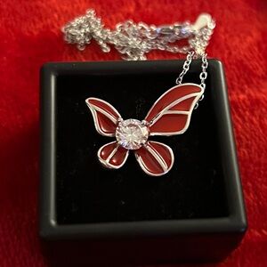 Luxury 1.0 CT‎ Moissanite red butterfly necklace